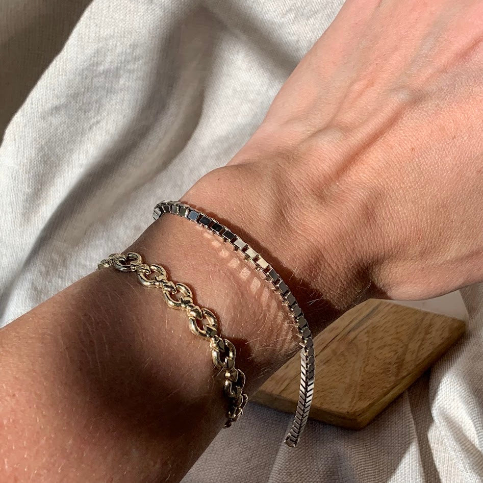 Sterling Silver Chunky Box Chain Bracelet | 10.06g | 7.5"