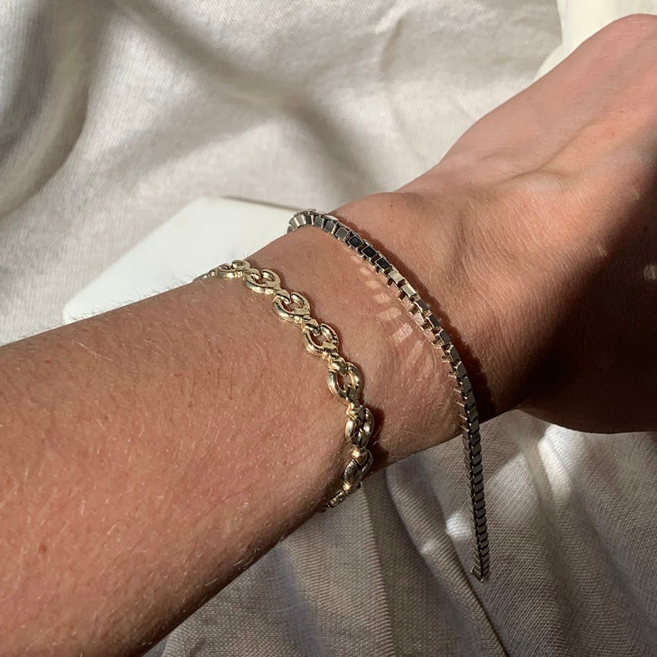 Sterling Silver Chunky Box Chain Bracelet | 10.06g | 7.5"