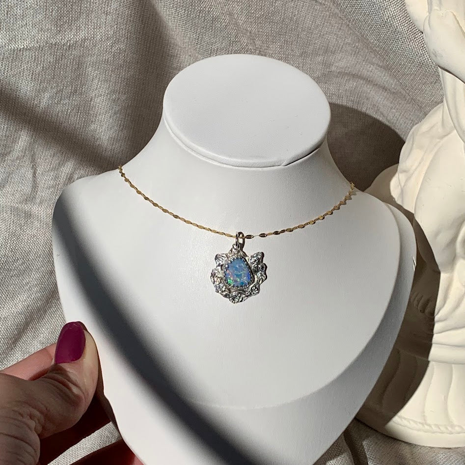 Sterling Silver Opal Doublet Pendant | One of a Kind