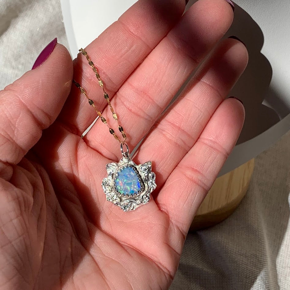 Sterling Silver Opal Doublet Pendant | One of a Kind