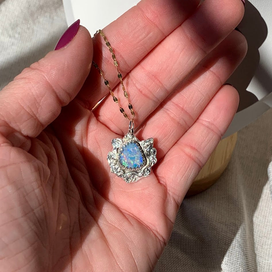 Sterling Silver Opal Doublet Pendant | One of a Kind
