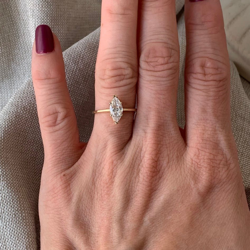10K Gold Marquise CZ Solitaire Ring | 1.86g | Size 6