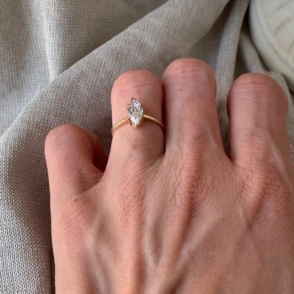10K Gold Marquise CZ Solitaire Ring | 1.86g | Size 6