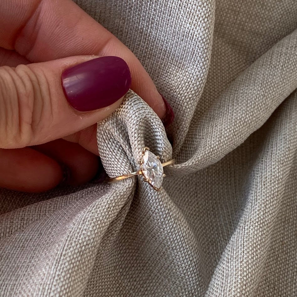 10K Gold Marquise CZ Solitaire Ring | 1.86g | Size 6