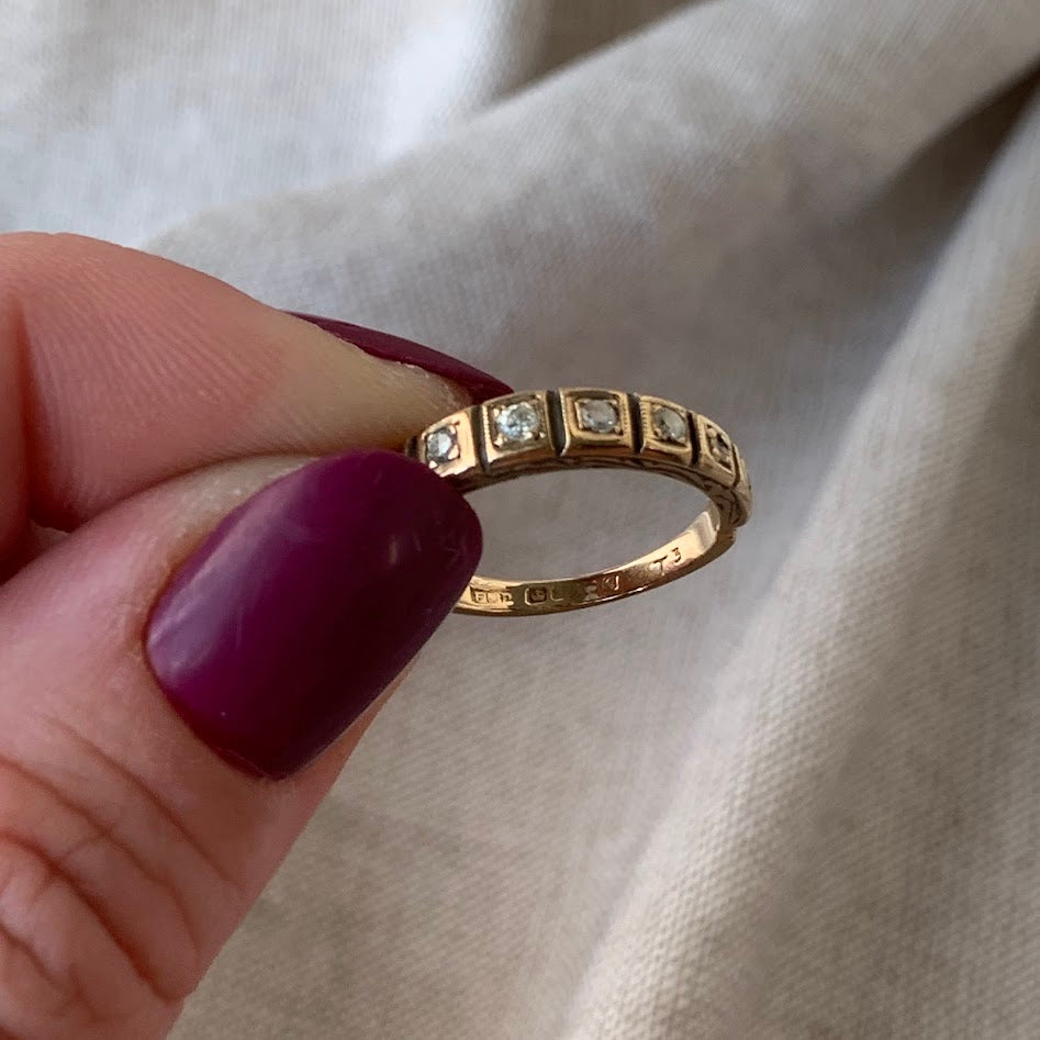Vintage 1977 9ct Gold Diamond Half Eternity Ring | 2.08g | Size 5.5