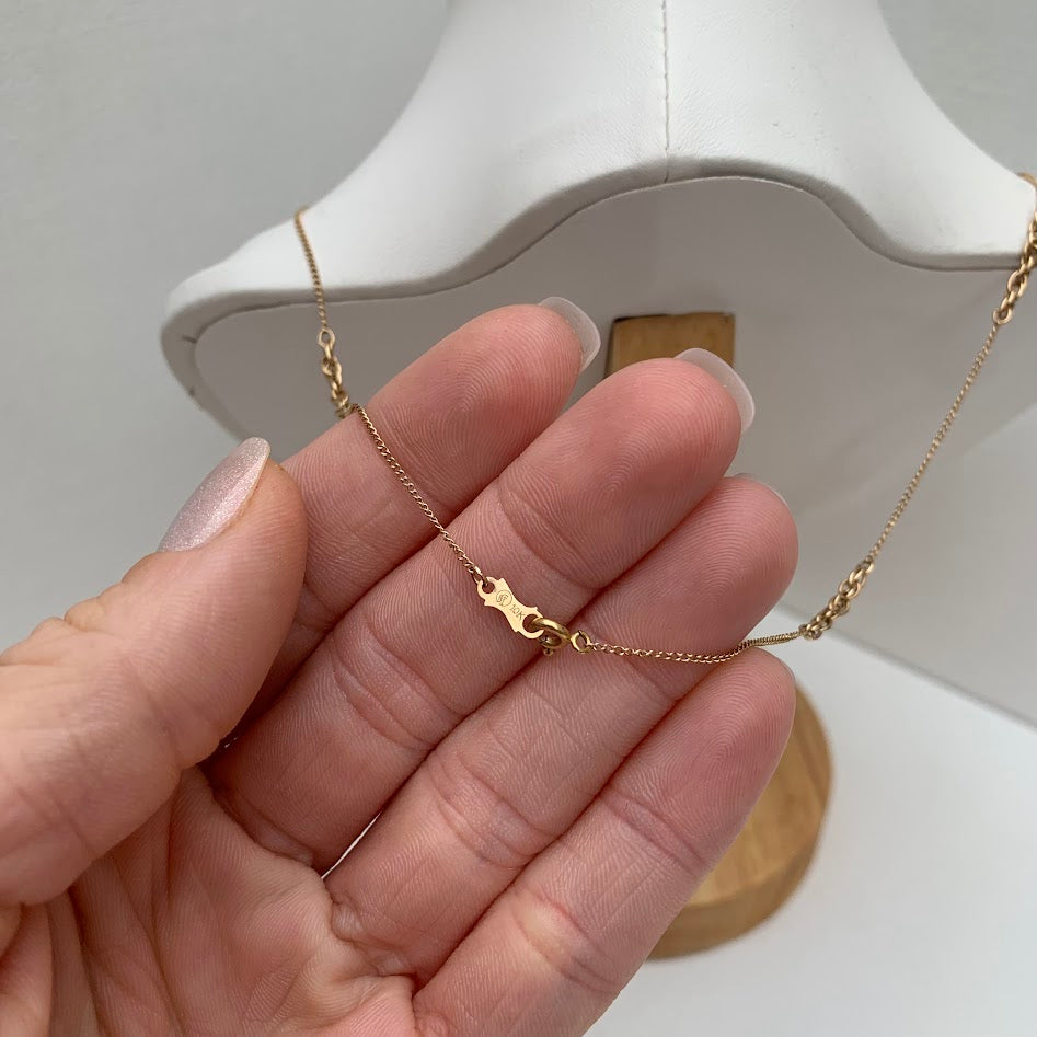 10K Gold Curb Link Station Necklace | 2.34g | 15"