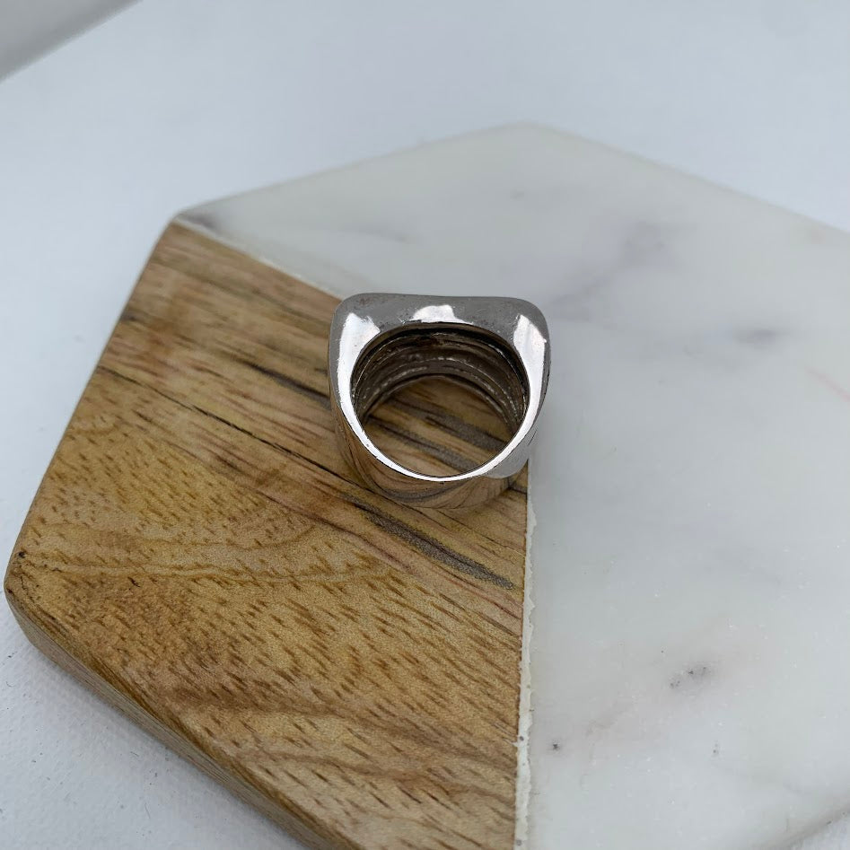 Chunky Sterling Silver Geometric Statement Ring | 12.5g | Size 5.5