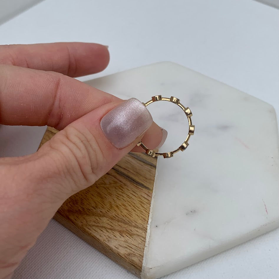 10K Gold Multicolour Stone Band Ring | Size 8 | 1.66g