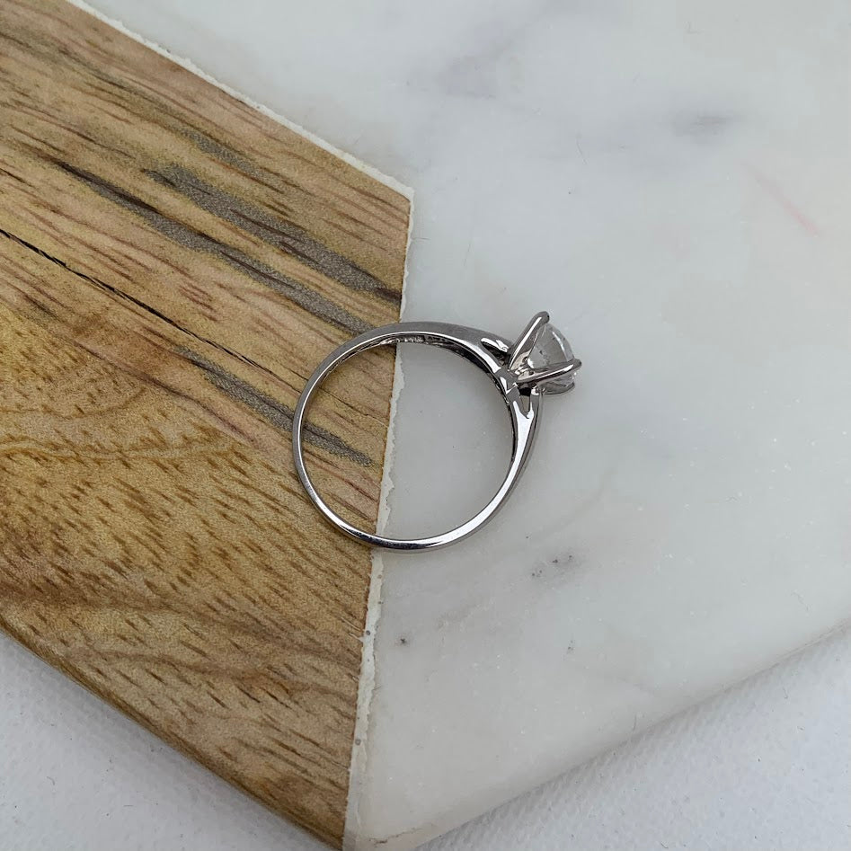 10K White Gold CZ Solitaire Ring | 2.03g | Size 7.75