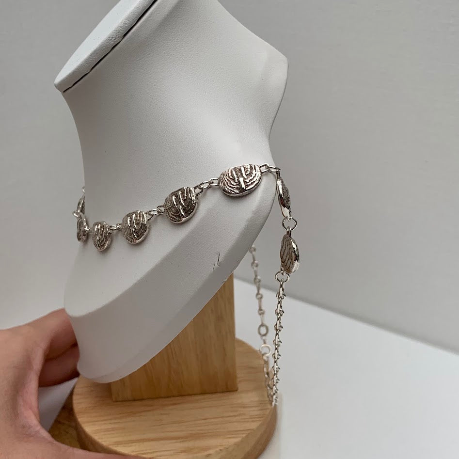 Sterling Silver Reversible Organic Station Necklace | 26.19g