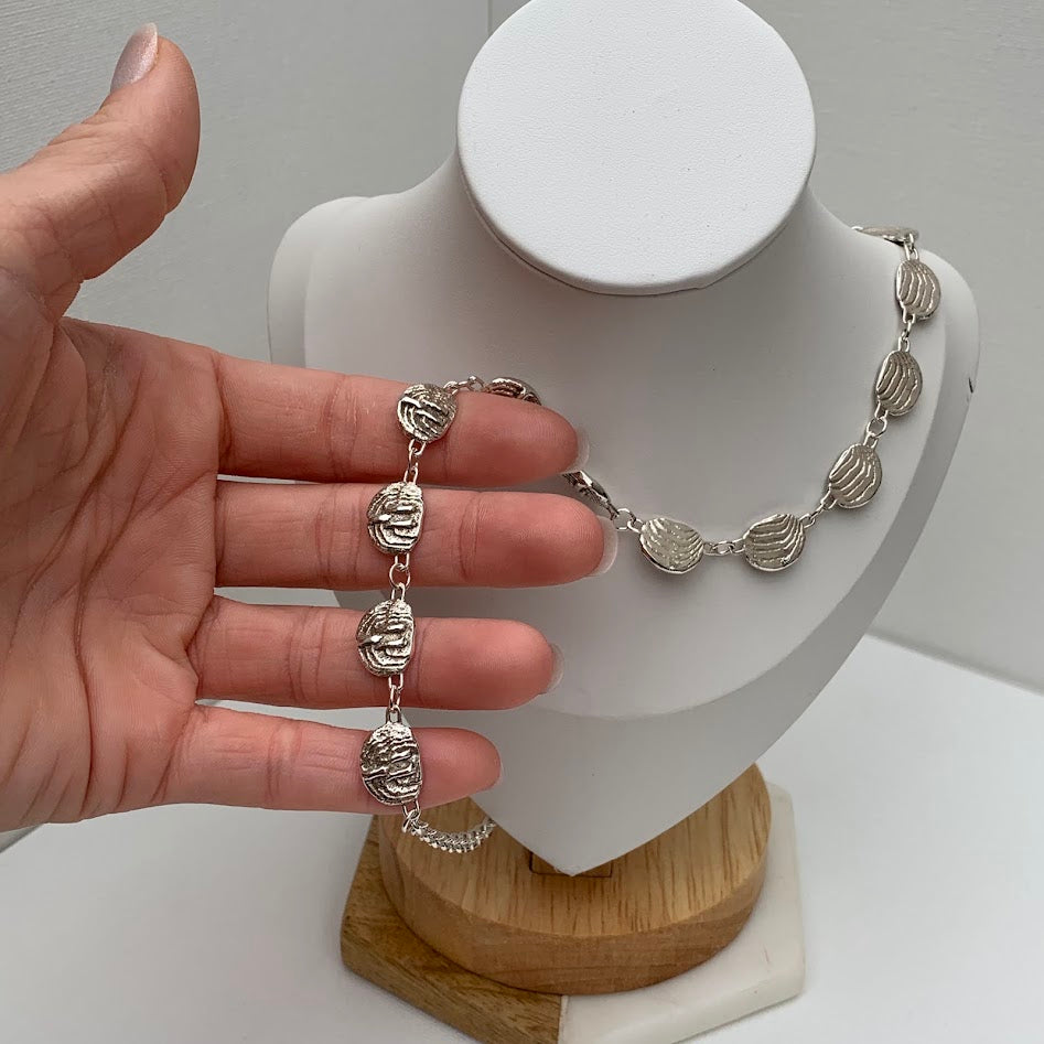 Sterling Silver Reversible Organic Station Necklace | 26.19g
