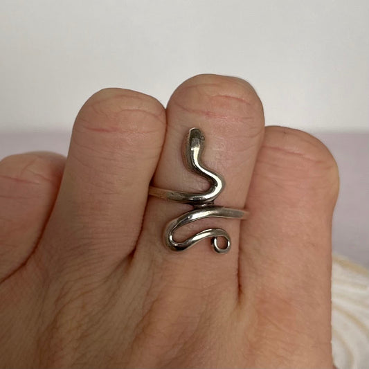 Minimalist Sterling Silver Snake Ring  | Size 6.75