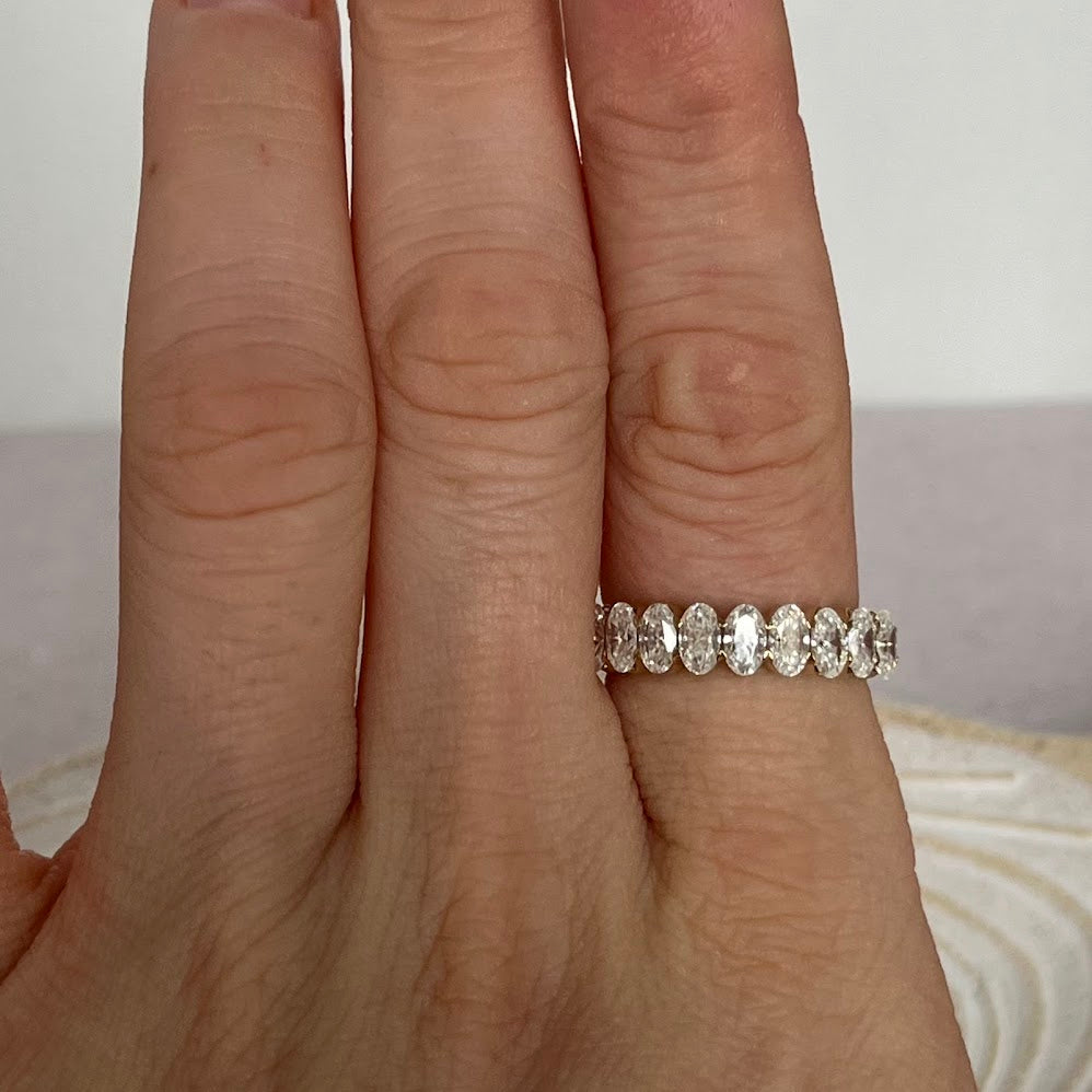 10K Solid Gold Oval Moissanite Half Tennis Ring – 2.7 CT