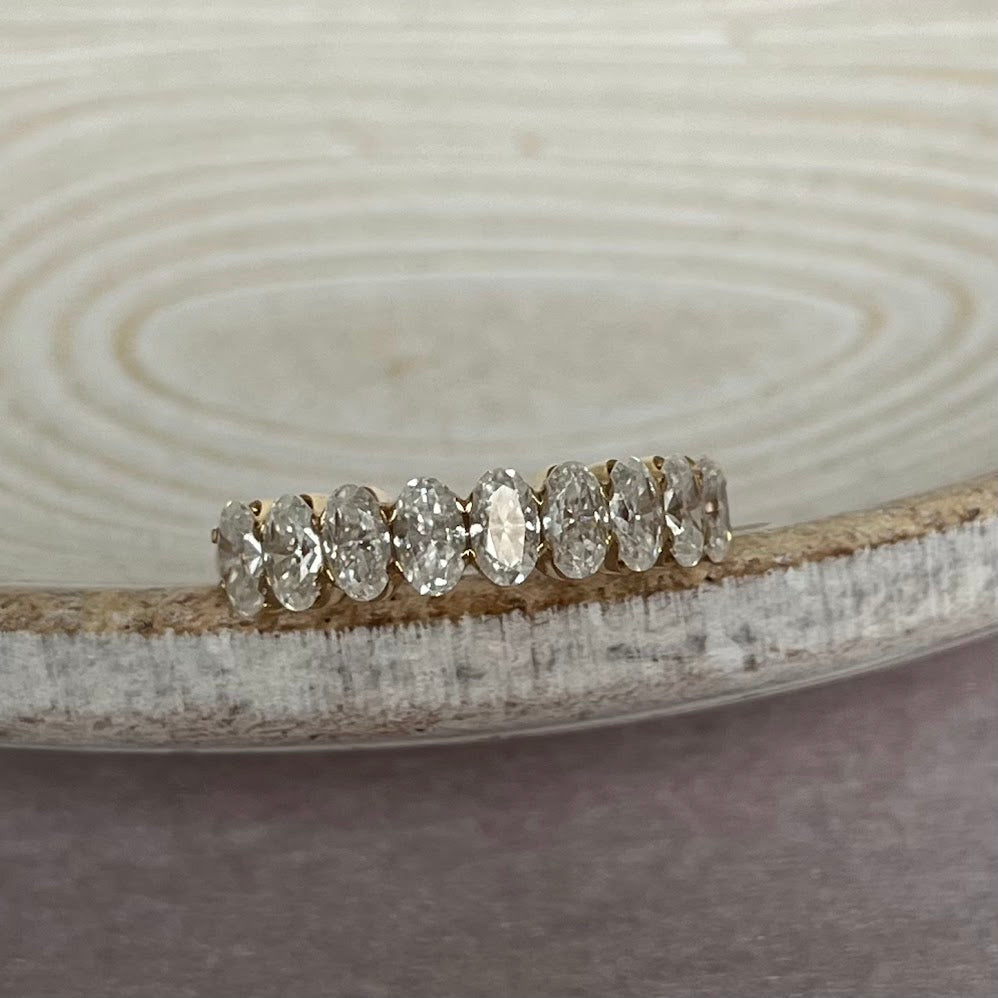 10K Solid Gold Oval Moissanite Half Tennis Ring – 2.7 CT