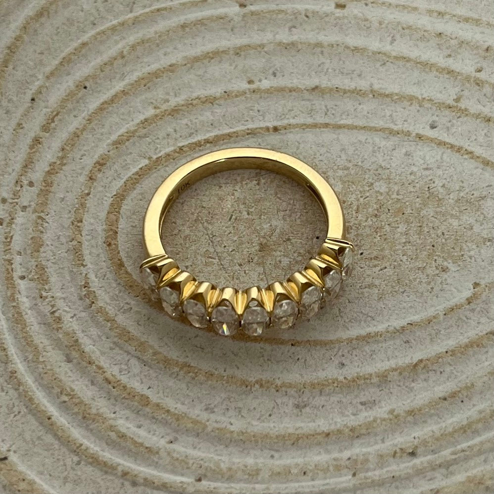 10K Solid Gold Oval Moissanite Half Tennis Ring – 2.7 CT