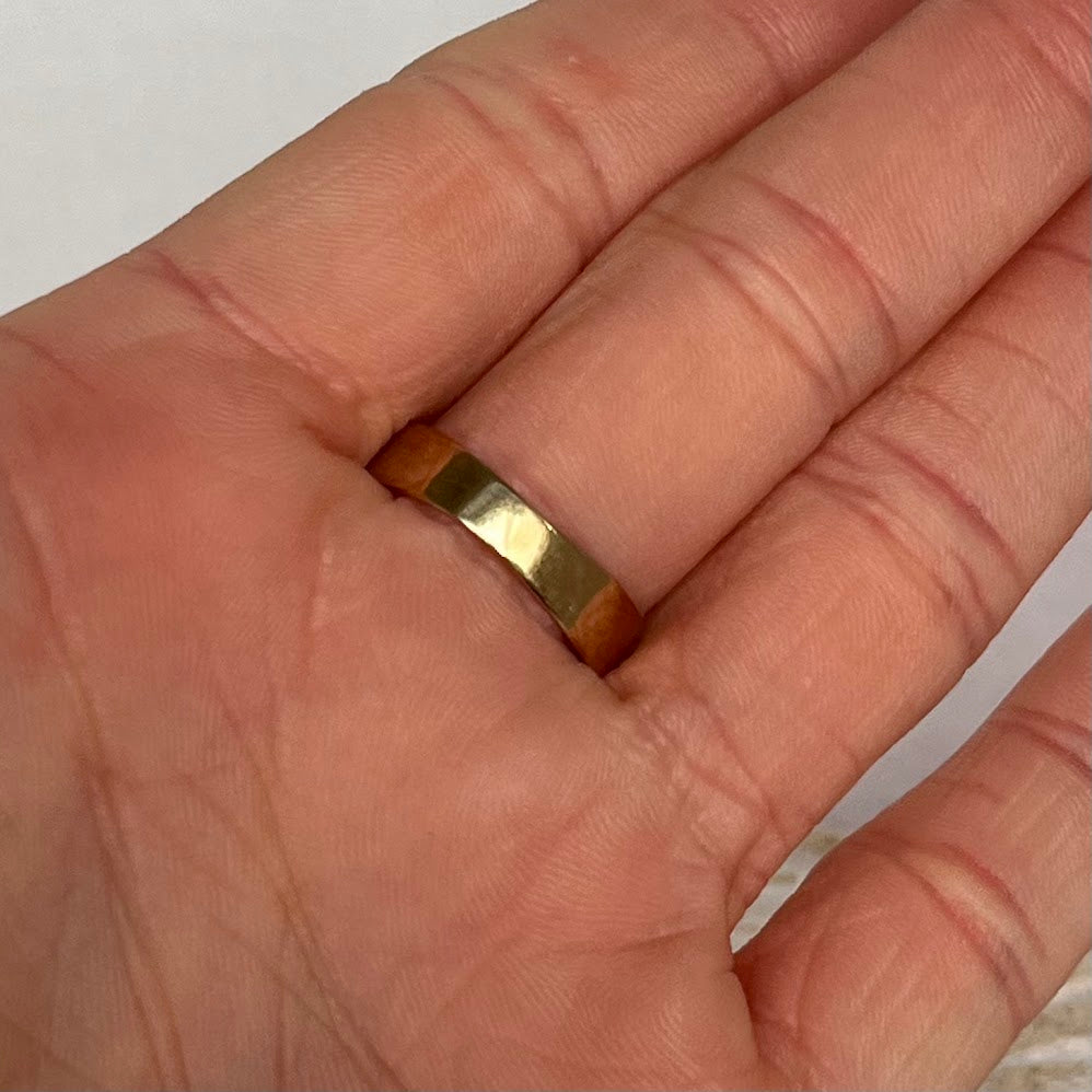 Vintage 333 Gold Multi-Row Ring with Clear Stone Accents