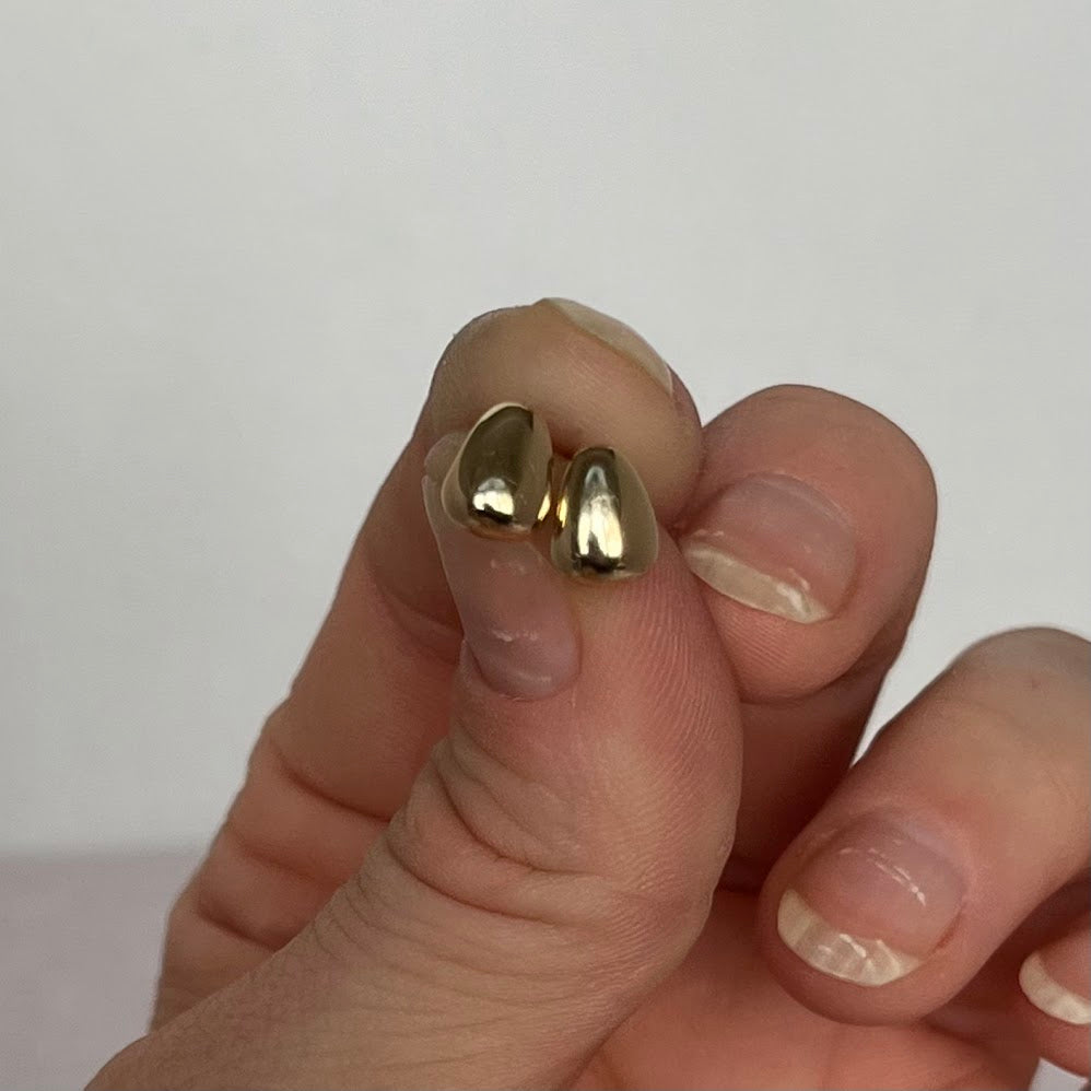 14K Solid Yellow Gold Teardrop Stud Earrings