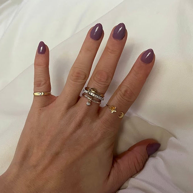 10k Solid Gold Star & Crescent Ring - Size 7