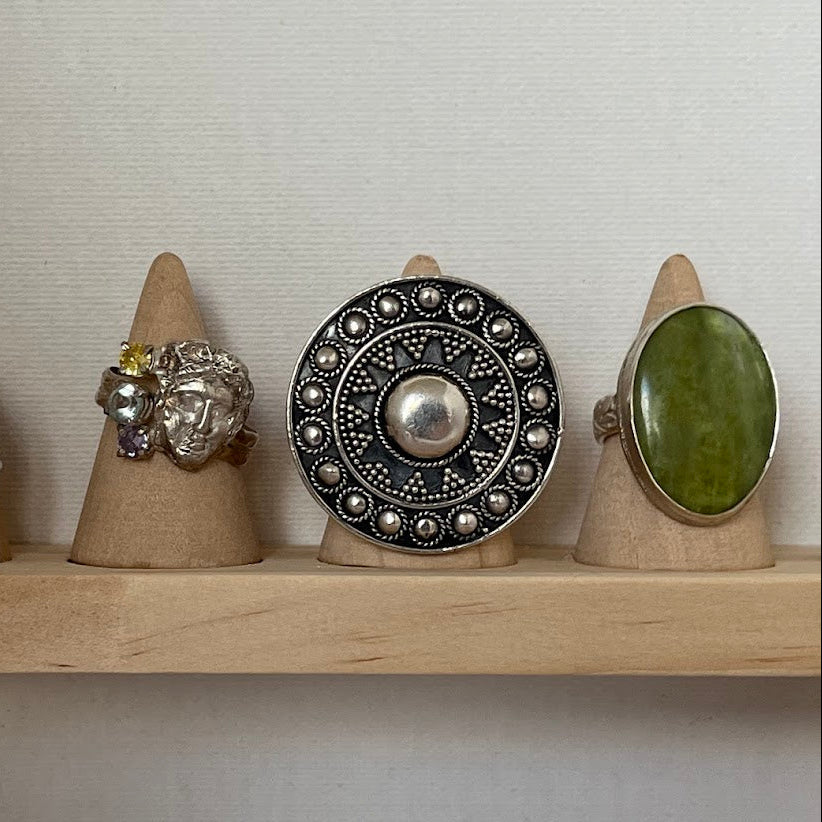 Vintage Silver Shield Ring from Paris, France