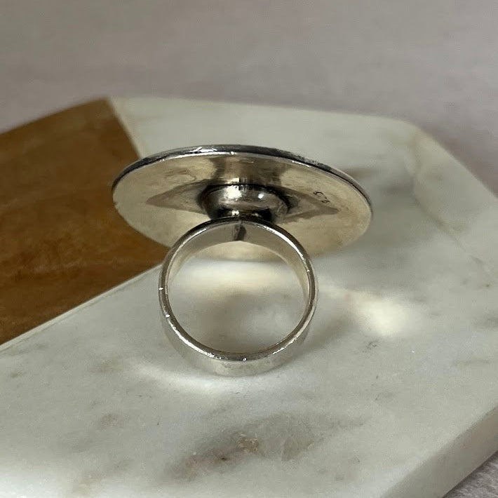Vintage Silver Shield Ring from Paris, France