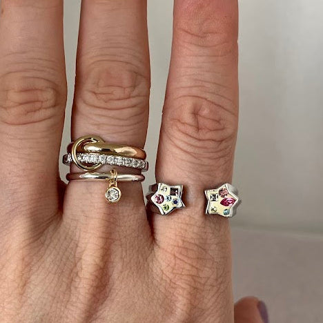 Sterling Silver Enamel Star Ring – Size 7.5