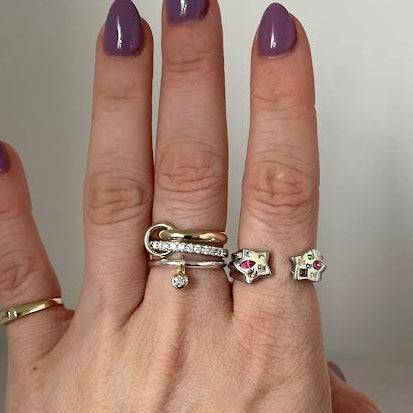Sterling Silver Enamel Star Ring – Size 7.5