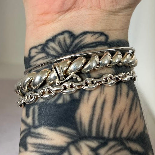 Sterling Silver Bezel Set CZ Cuff