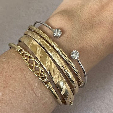 Sterling Silver Bezel Set CZ Cuff