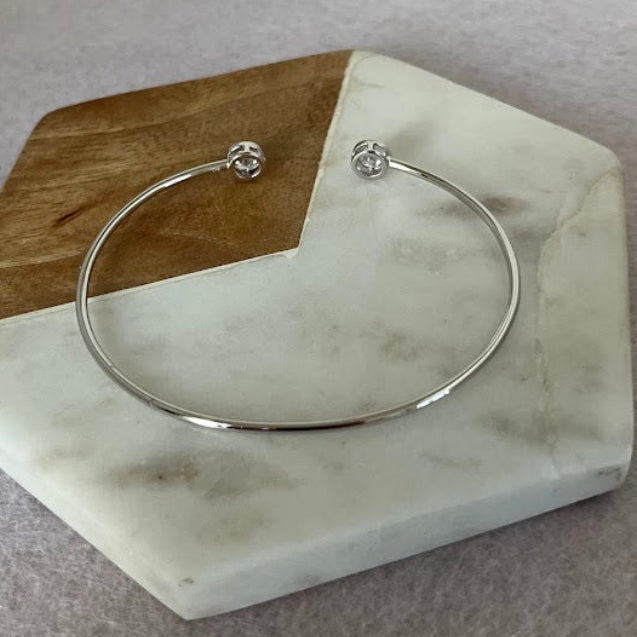 Sterling Silver Bezel Set CZ Cuff