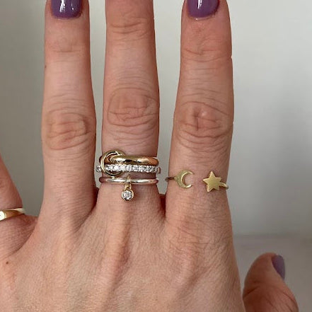 10k Solid Gold Star & Crescent Ring - Size 7