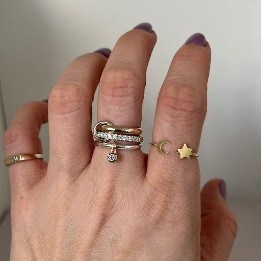 10k Solid Gold Star & Crescent Ring - Size 7