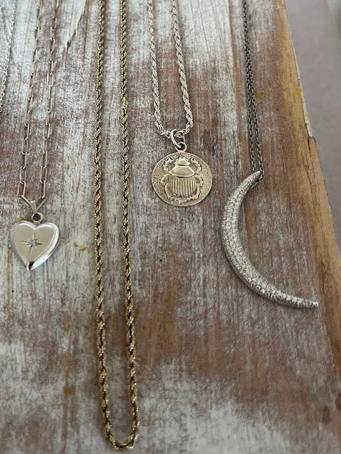Sterling Silver Crescent Moon Pavé Pendant