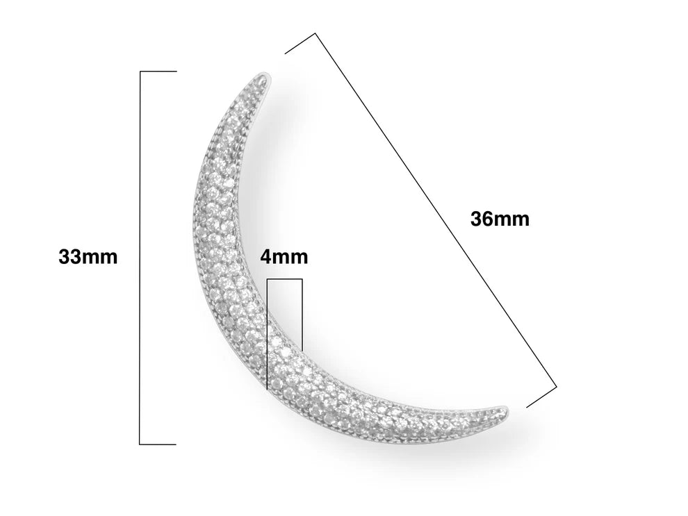 Sterling Silver Crescent Moon Pavé Pendant