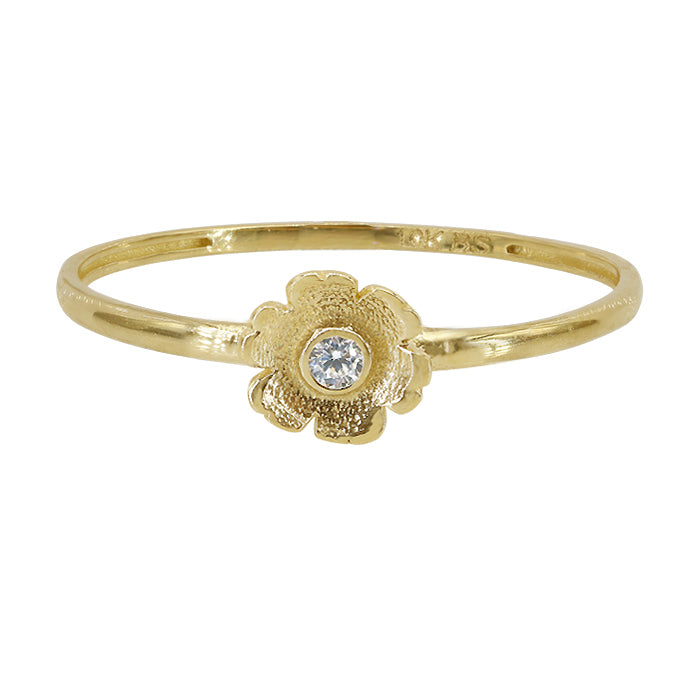 10k Solid Gold Dainty Flower Stacking Ring - Size 6