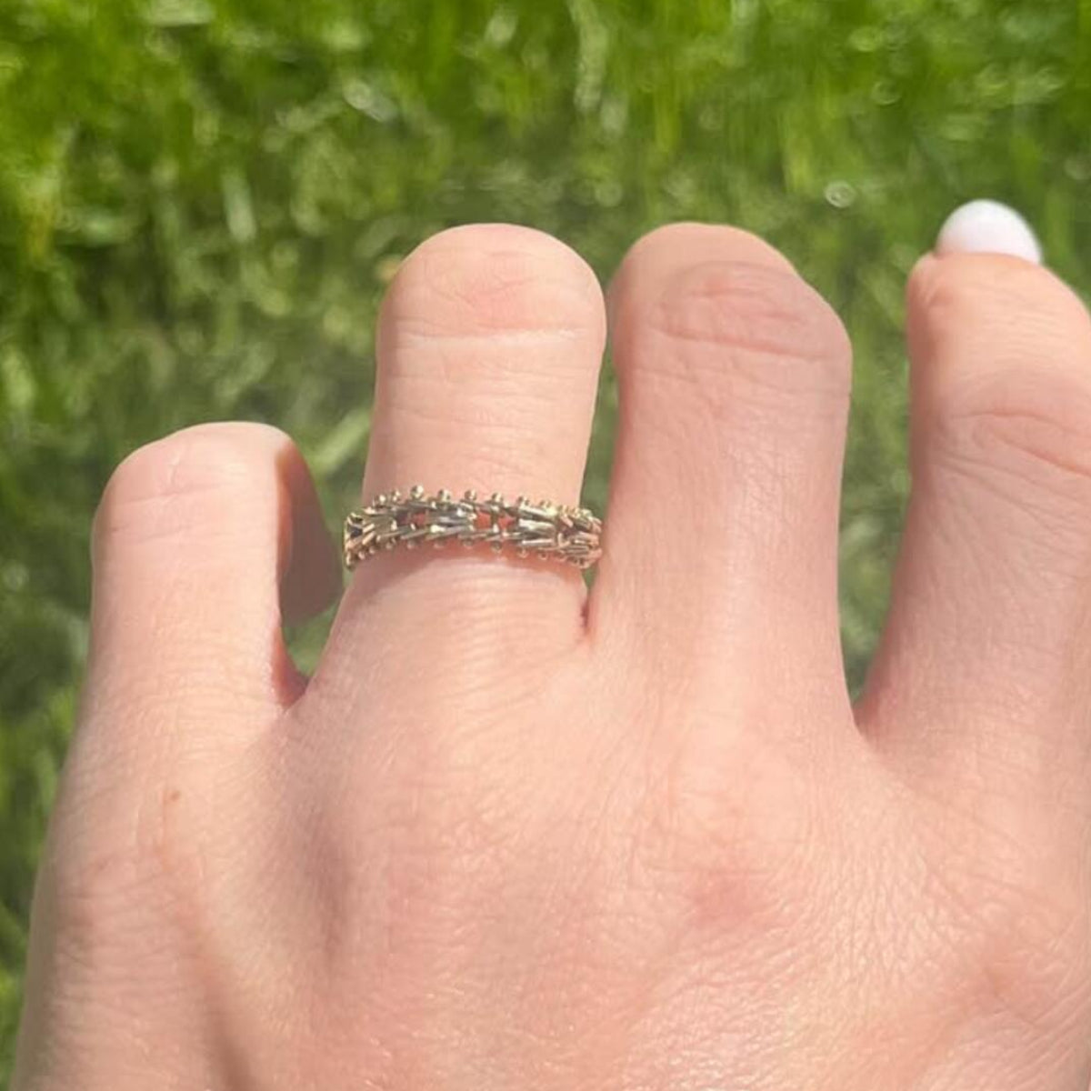 Vintage 14k Gold Chain Ring - Size 6.5 - 2.36g