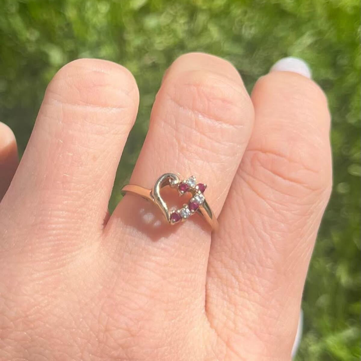 Vintage 10k Yellow Gold + CZ Heart Ring - Size 6.75