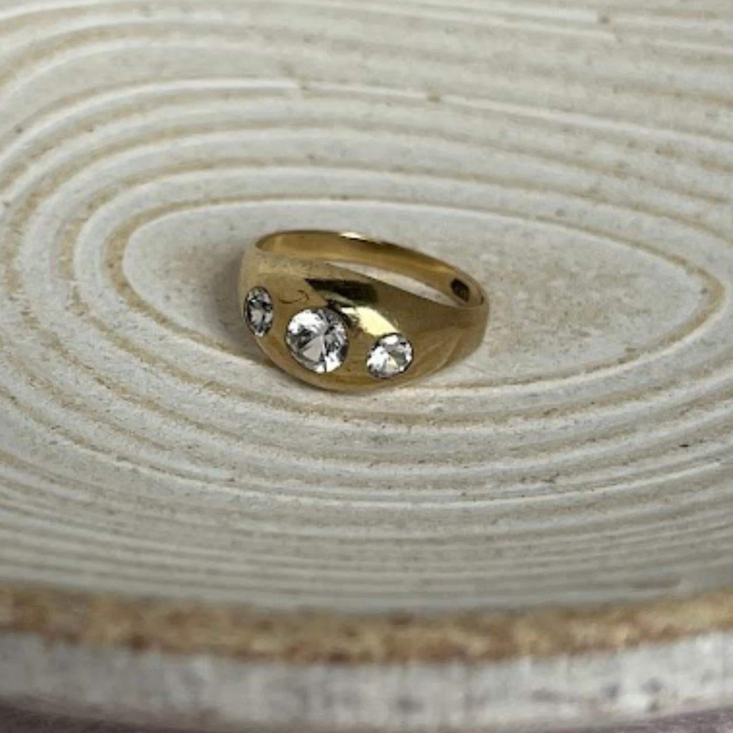 Vintage 8K Gold CZ Accent Ring (Size 54 / US 7) - Made in Germany