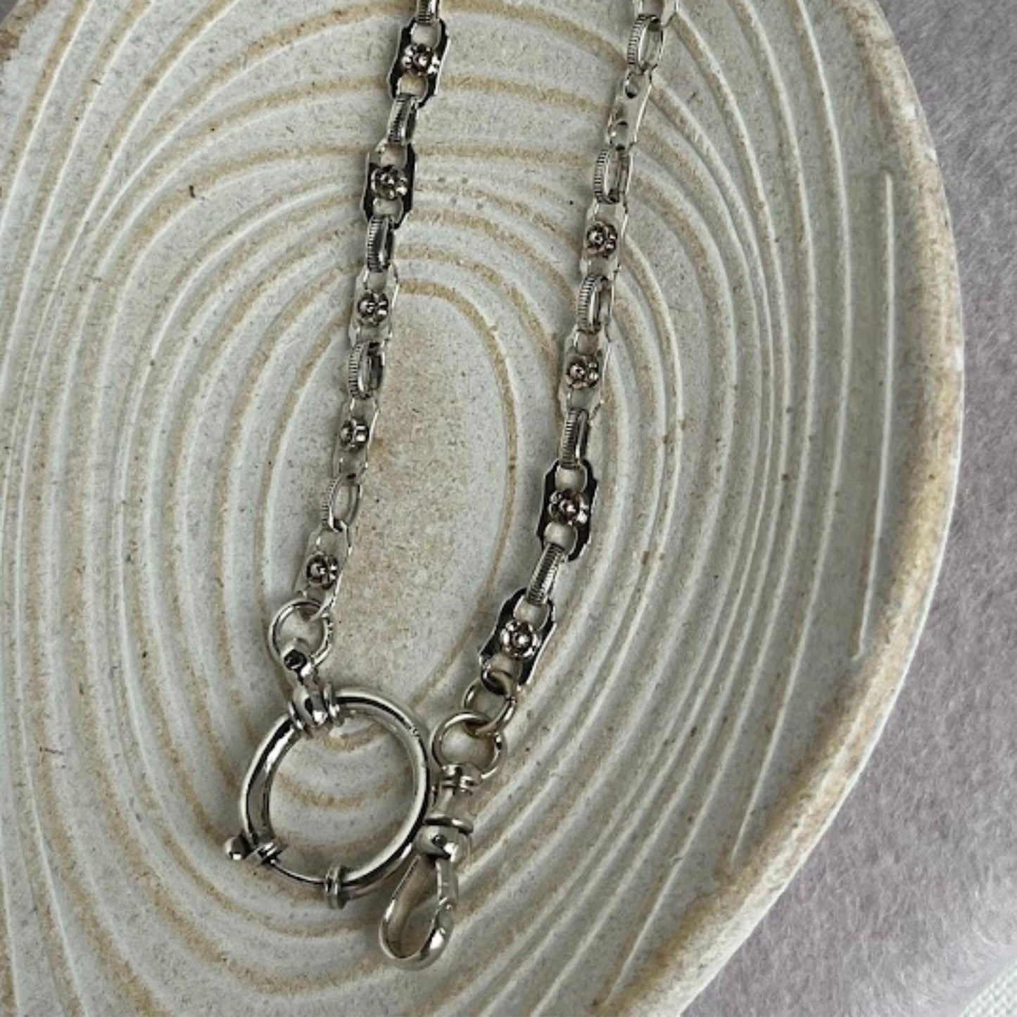 Vintage British Sterling Silver Pocket Watch Chain 14.5" – 15.4g