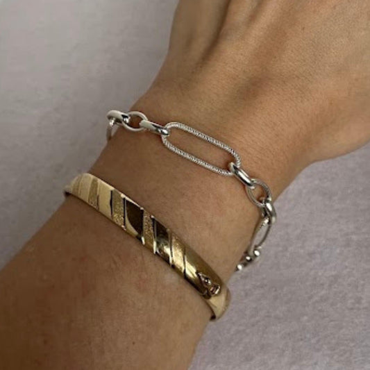 Vintage Sterling Silver Oval Link Bracelet – Lightweight Everyday Chain Bracelet