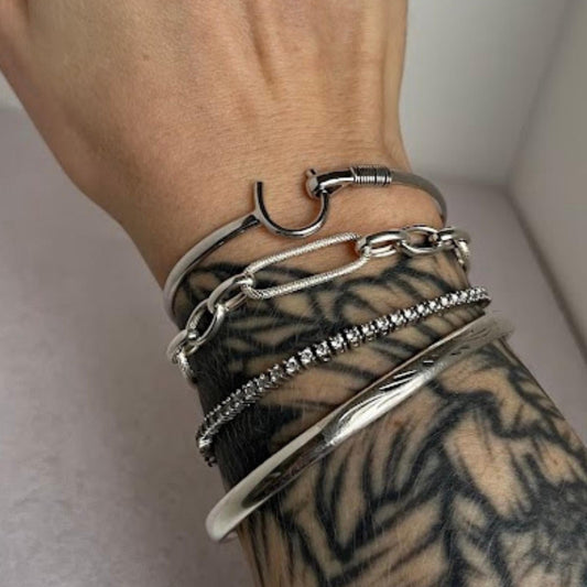 Vintage Sterling Silver Bangle Bracelet | Open Tension Cuff | Fits 6–6.75” Wrist