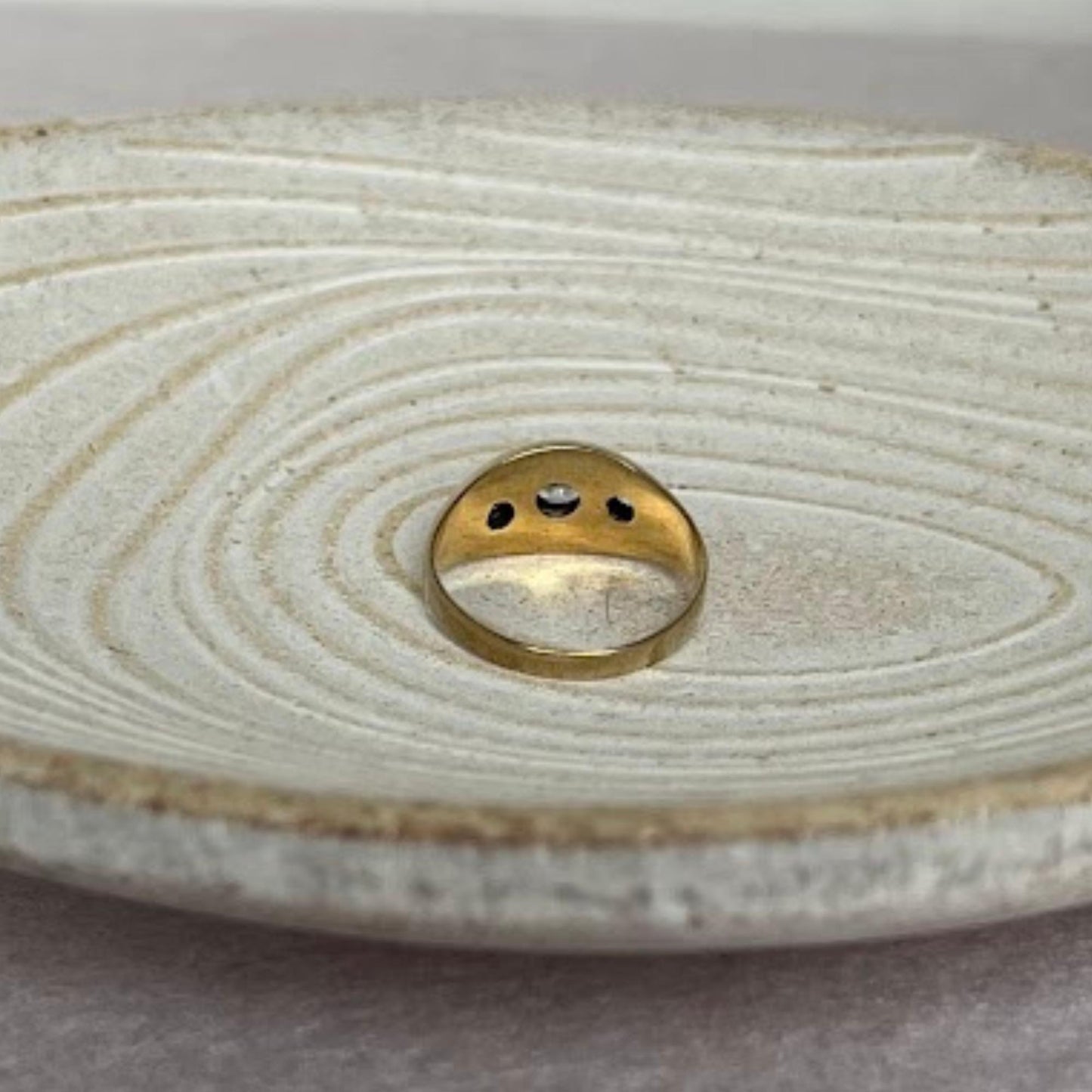 Vintage 8K Gold CZ Accent Ring (Size 54 / US 7) - Made in Germany