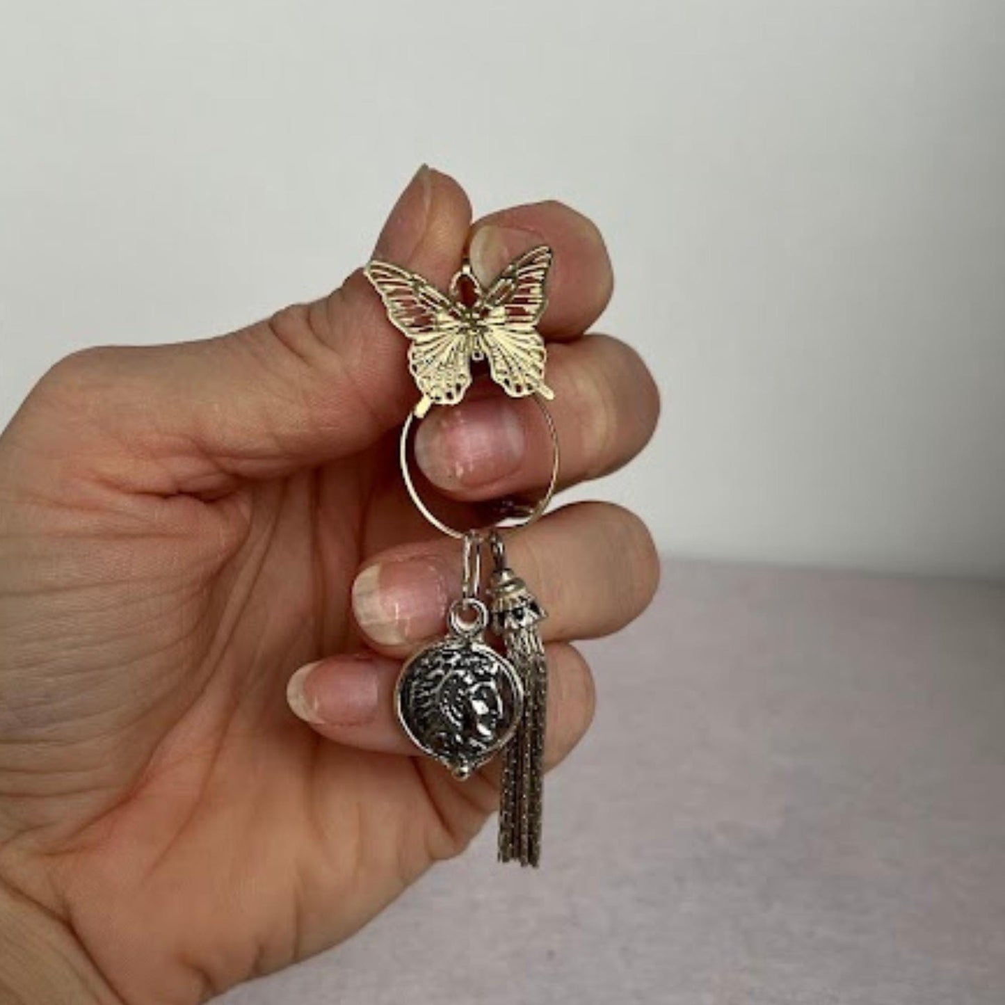 Vintage 14k Yellow Gold Butterfly Charm Holder Pendant – Layering Necklace