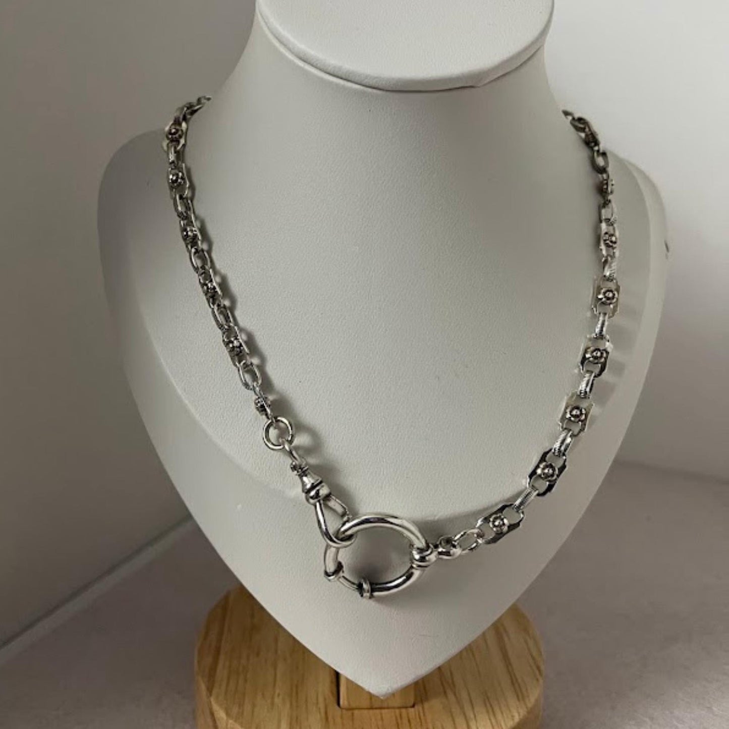 Vintage British Sterling Silver Pocket Watch Chain 14.5" – 15.4g
